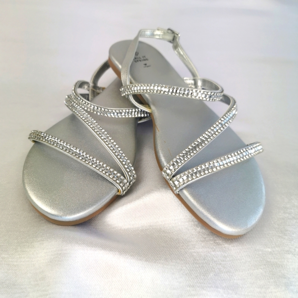 Call it Spring Silver and Rhinestone Snadals